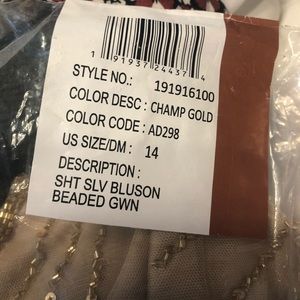 Adrianna Papell Short-sleeve Blouson Beaded Gown